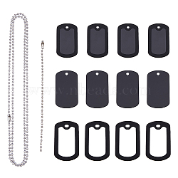 DIY Stamping Blank Pendant Keychain Necklace Making Kit, Including Aluminum & Silicone Rectangle Pendants, Iron Ball Chains, 304 Stainless Steel Chain Necklace, Black, 48Pcs/box(DIY-FH0005-15)