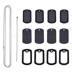 SUPERFINDINGS DIY Stamping Blank Pendant Keychain Necklace Making Kit, Including Aluminum & Silicone Rectangle Pendants, Iron Ball Chains, 304 Stainless Steel Chain Necklace, Black, 48Pcs/box(DIY-FH0005-15)