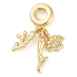 Rack Plating Brass European Dangle Charms, Large Hole Pendants, Real 18K Gold Plated, Long-Lasting Plated, Cadmium Free & Lead Free, Shell Shape, 31mm, Hole: 4.5mm(KK-P287-32A-G)