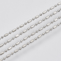 Brass Ball Chains, Ball & Bar Faceted Beaded Chains, Long-Lasting Plated, Soldered, with Spool, Cadmium Free & Nickel Free & Lead Free, Platinum, 2.2x1.2mm and 1.2mm, about 32.8 Feet(10m)/roll(X-CHC-S008-010E-P)