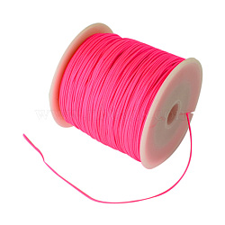 Braided Nylon Thread, Chinese Knotting Cord Beading Cord for Beading Jewelry Making, Deep Pink, 0.8mm, about 100yards/roll(NWIR-R006-0.8mm-F106)