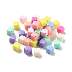 Opaque Acrylic Beads, Cube, Mixed Color, 10x10x10mm, Hole: 1.5mm(SACR-E003-06)
