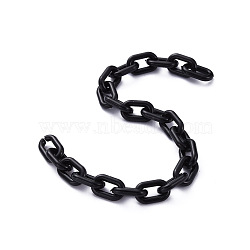 Handmade Opaque Acrylic Cable Chains, Black, 15x9x3mm, 39.37 inch(1m)/strand(AJEW-JB00664-01)