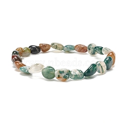 Natural Moss Agate Nuggets Beads Stretch Bracelet, Reiki Bracelet for Men Women, Inner Diameter: 2-1/8 inch(5.4cm)(BJEW-JB07144-02)