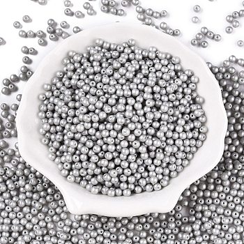 Glass Seed Beads, Opaque Colours, Round, Silver, 3.5~4x3~3.5mm, Hole: 0.8~0.9mm, about 4500pcs/pound