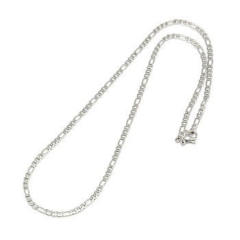 304 Stainless Steel Figaro Chain Necklace Making, Stainless Steel Color, 17.91 inch(45.5cm), 3mm