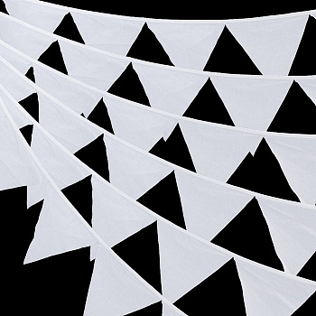 Cotton Pennant Flags Banners, for Party Birthday, Festival Celebration, Triangle, White, 3120x175x1mm