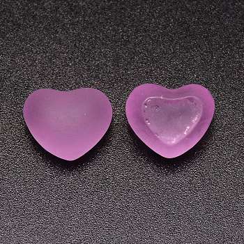 Transparent Resin Cabochons, Imitation Jell, Heart, Medium Orchid, 15.5x19x12mm