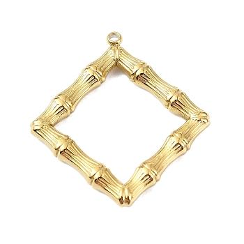 Ion Plating(IP) 304 Stainless Steel Pendants, Real 18K Gold Plated, Rhombus, 28.5x26x3.5mm, Hole: 1.4mm