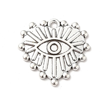 Tibetan Style Alloy Pendant Rhinestone Settings, Heart with Eyes, Antique Silver, Fit For 2mm Rhinestone, 19x20x1.5mm, Hole: 1.5mm, about 476pcs/1000g