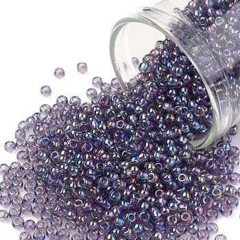 TOHO Round Seed Beads, Japanese Seed Beads, (166D) Transparent AB Sugar Plum, 11/0, 2.2mm, Hole: 0.8mm, about 5555pcs/50g