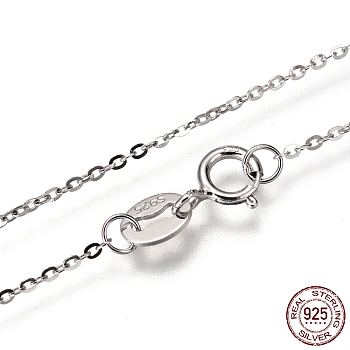 Rhodium Plated 925 Sterling Silver Cable Chain Necklaces, with Spring Ring Clasps, Thin Chain, Platinum, 18 inchx1mm