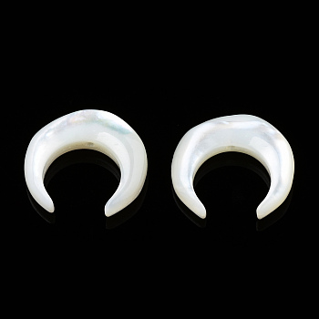 Natural White Shell Beads, Crescent Moon, 13x13x3mm, Hole: 0.8mm, about 6pcs/bag