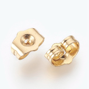Brass Ear Nuts, Friction Earring Backs for Stud Earrings, Golden, 7.5x6x4mm, Hole: 0.6mm