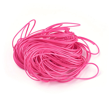 Korean Waxed Polyester Cords, Deep Pink, 1mm, about 16.4 yards(15m)/bag
