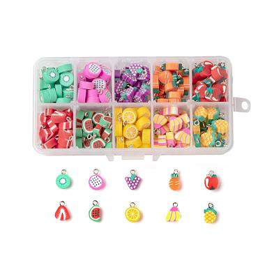 Platinum Mixed Color Fruit Polymer Clay Pendants