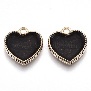 Light Gold Black Heart Alloy+Enamel Charms