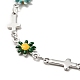 Enamel Flower & Cross Link Chain Bracelet(BJEW-C023-01P-01)-2