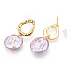 Natural Flat Round Baroque Keshi Pearl Dangle Stud Earrings(PEAR-N020-L37)-1