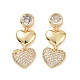 Clear Cubic Zirconia Double Heart Dangle Stud Earrings(EJEW-C008-07G)-1