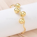 Wave Brass Cuff Bangles, Round Beaded Bangles for Women, Long-Lasting Plated, Rack Plating, Cadmium Free & Lead Free, Real 18K Gold Plated, Inner Diameter: 2.05x2.20 inch(5.2x5.6cm) (BJEW-C157-04G)