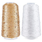 2 Rolls 2 Colors Polyester Sparkle Sequin Yarn, for Art Yarn DIY Making, Mixed Color, 1~3x0.2mm, about 546.81 Yards(500m)/Roll, 1roll/color(OCOR-CY0002-52B)