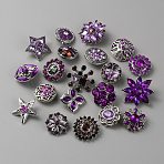 Alloy Rhinestone Snap Button, Jewelry Buttons, Mixed Shapes, Tanzanite, 19~32x19~32x8~14mm(BUTT-WH0028-69C)