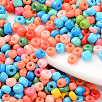 6/0 Glass Seed Beads, Baking Paint, Round Hole, Round, Mixed Color, 6/0, 4~5x2.5~4.5mm, Hole: 1.2mm, about 450g/bag(SEED-T005-11B)