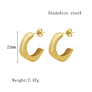 Stainless Steel Stud Earrings for Women, Half Hoop Earring, Real 18K Gold Plated, 23mm(QX9021-14)