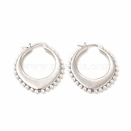 Oval Rack Plating Brass Hoop Earrings for Women, with Plastic Imitation Pearl, Long-Lasting Plated, Lead Free & Cadmium Free, Platinum, 29.5x27x2mm, Pin: 0.8mm(EJEW-H091-18P)
