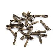 100Pcs Alloy Silverware Miniature Ornaments, Micro Landscape Home Dollhouse Accessories, Pretending Prop Decorations, Fork, Antique Bronze, 19x3x2mm(PW-WGF7D5F-04)