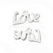Spray Painted 201 Stainless Steel Charms, Word Love Charm, White, 12x6.5x1mm, Hole: 1.4mm(STAS-G304-16A)