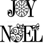 Iron Wall Art Decorations, for Front Porch, Living Room, Kitchen, Christmas Theme, Word JOY & NOEL, Electrophoresis Black, 100x205x1mm & 113x300x1mm, 2pcs/set(HJEW-WH0067-005)