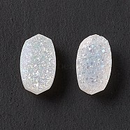 Electroplate Natural Druzy Agate Cabochons, Faceted, Oval, White, 7x4x3.5mm(G-A205-20C)
