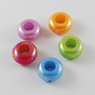 Large Hole Opaque AB Color Acrylic Rondelle European Beads, Mixed Color, 12x12x6mm, Hole: 4mm, about 1315pcs/500g(SACR-R697-M44)