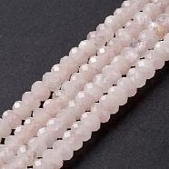 Natural Rose Quartz Beads Strands, Rondelle, Faceted, Pink, 6x3.5~4mm, Hole: 1mm, about 105pcs/strand, 15.5 inch(G-F362-05-4x6mm)