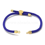 Nylon Cords Bracelet Makings Fit for Connector Charms, with Golden Brass Tree Slider Beads, Long-Lasting Plated, Dark Blue, 8-5/8 inch(22cm), Hole: 1.9mm(AJEW-P116-01G-04)