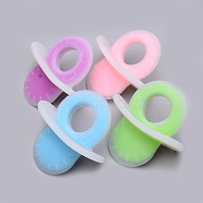 Food Grade Eco-Friendly Silicone Big Pendants, Chewing Pendants For Teethers, DIY Nursing Necklaces Making, Dummy Pacifier, Mixed Color, 78~79x74.5x42~43mm, Inner Diameter: 24.5mm(SIL-Q011-04)