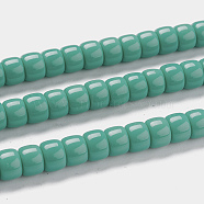 K9 Glass Beads Strands, Imitation Jade Glass Beads, Column, Medium Aquamarine, 8~8.5x5.5~6mm, Hole: 1.4mm, about 67pcs/Strand, 15.83 inch(40.2cm)(X-GLAA-K039-C08)