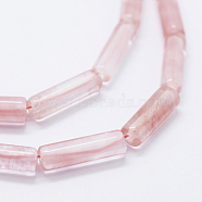 Cherry Quartz Glass Beads Strands, Column, 13.5x4~4.5mm, Hole: 1mm, about 28pcs/strand, 15.1 inch(G-K260-07B)