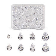 315Pcs 8 Style Teardrop-Shaped Cubic Zirconia Cabochons, Faceted & Point Back, Clear, 3~8x2~6x1.3~3mm, 315pcs//box(ZIRC-YS0001-02)