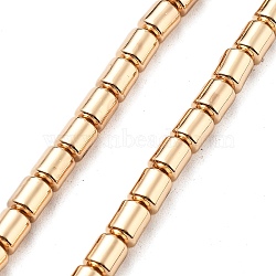 Synthetic Non-magnetic Hematite Beads Strands, Column, Light Gold Plated, 4x5x5mm, Hole: 1mm, about 80pcs/strand, 16.14''(41cm)(G-P338-19A-KCG)