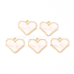 Light Gold Plated Alloy Enamel Pendants, Heart, Misty Rose, 18.5x15.5x1.5mm, Hole: 1.5mm(ENAM-R136-48B)