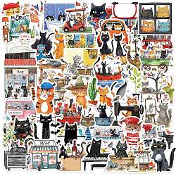 50Pcs Cartoon Cat Paper Self-Adhesive Picture Stickers, for Water Bottles, Laptop, Luggage, Cup, Computer, Mobile Phone, Skateboard, Guitar Stickers Decor, Mixed Color, 45~72x32~70x0.3mm(AJEW-S086-02)