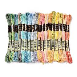 18 Skeins 18 Colors 6-Ply Polyester Embroidery Floss, Cross Stitch Threads, Segment Dyed Gradient Color, Mixed Color, 0.5mm, about 8.75 Yards(8m)/Skein, 18 colors, 1 skein/color, 18 skeins/set(OCOR-M009-01C-01)
