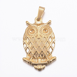 Ion Plating(IP) 304 Stainless Steel Pendant Rhinetsone Settings, Owl, Golden, 34x20.5x4mm, Hole: 8x4mm, Fit for 3mm rhinestone(STAS-K162-083G)
