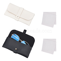AHADEMAKER 2Pcs 2 Colors PU Imitation Leather Glasses Case, Multifunctional Storage Bag, for Eyeglass, Sun Glasses Protector, Rectangle, with Cleaning Cloth, Mixed Color, 165x97x21mm, 1pc/color(AJEW-GA0005-20)