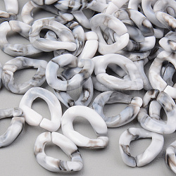 Opaque Acrylic Linking Rings, Quick Link Connectors, For Jewelry Curb Chains Making, Imitation Gemstone Style, Twist, Creamy White, 13.5x10x2.5mm, Inner Diameter: 8x4mm(OACR-S038-005A-B06)