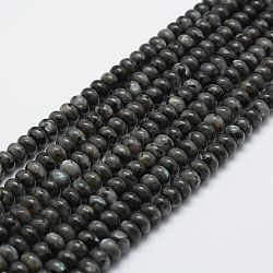 Natural Labradorite Beads Strands, Rondelle, 6x4mm, Hole: 1mm, about 96~97pcs/strand, 15.3 inch(39cm)(X-G-G665-06-6x4mm)