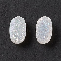 Electroplate Natural Druzy Agate Cabochons, Faceted, Oval, White, 7x4x3.5mm(G-A205-20C)